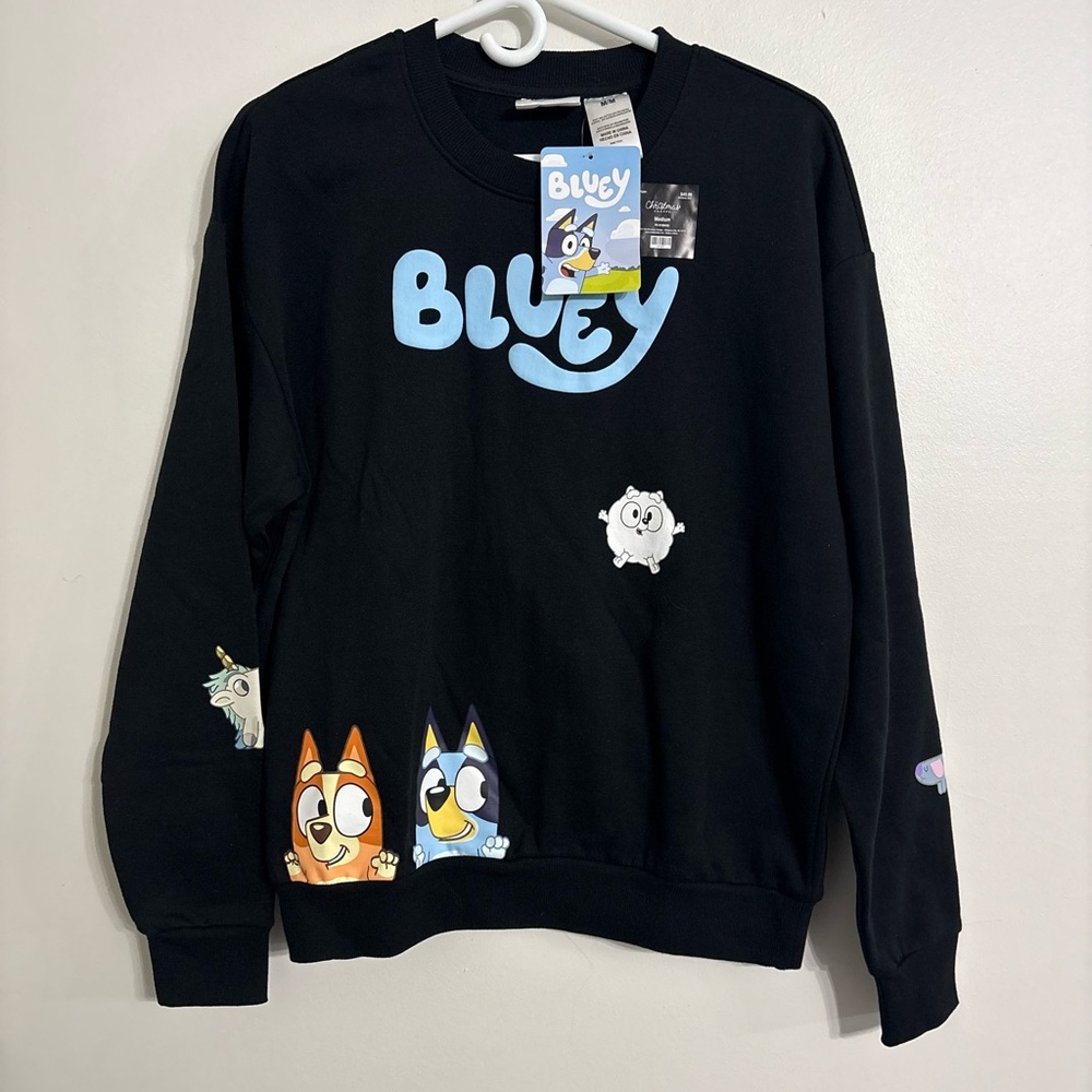 Black Bluey Crewneck Sweatshirt NWT SIZE MEDIUM